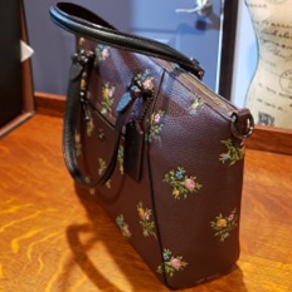 ❤️HTF RARE❤️ COACH CROSS STITCH FLORAL LEATHER PRAIRIE SATCHEL Oxblood - Picture 12 of 13